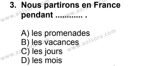 Fransızca 5 Dersi 2011 - 2012 Yılı Ek Sınav Soruları 3. Soru