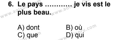 Fransızca 5 Dersi 2012-2013 Yılı 2. Dönem Sınavı 6. Soru