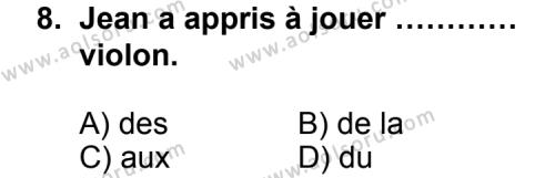 Fransızca 5 Dersi 2012-2013 Yılı 2. Dönem Sınavı 8. Soru