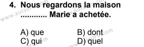 Fransızca 5 Dersi 2013 - 2014 Yılı 3. Dönem Sınav Soruları 4. Soru