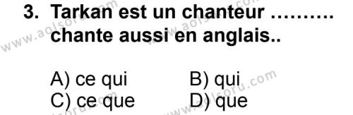 Fransızca 5 Dersi 2014 - 2015 Yılı 1. Dönem Sınav Soruları 3. Soru
