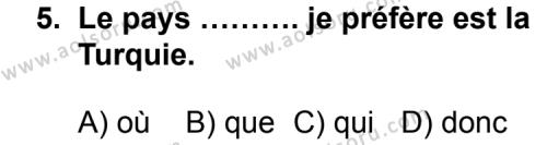 Fransızca 5 Dersi 2014-2015 Yılı 1. Dönem Sınavı 5. Soru