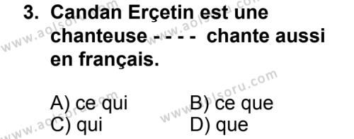 Fransızca 5 Dersi 2015 - 2016 Yılı 1. Dönem Sınav Soruları 3. Soru