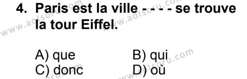 Fransızca 5 Dersi 2015-2016 Yılı 2. Dönem Sınavı 4. Soru