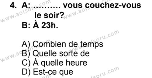 Fransızca 6 Dersi 2011 - 2012 Yılı 1. Dönem Sınav Soruları 4. Soru