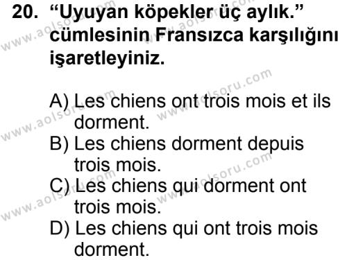 Fransızca 6 Dersi 2011-2012 Yılı 3. Dönem Sınavı 20. Soru