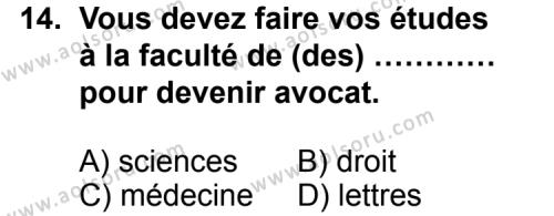 Fransızca 6 Dersi 2012-2013 Yılı 2. Dönem Sınavı 14. Soru
