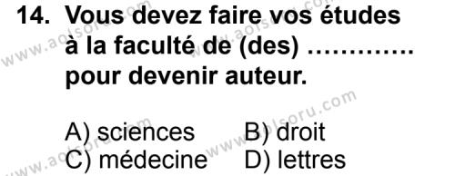 Fransızca 6 Dersi 2012-2013 Yılı 3. Dönem Sınavı 14. Soru