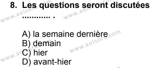 Fransızca 6 Dersi 2013-2014 Yılı 1. Dönem Sınavı 8. Soru