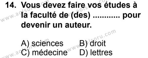 Fransızca 6 Dersi 2013-2014 Yılı 1. Dönem Sınavı 14. Soru