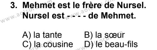 Fransızca 6 Dersi 2015 - 2016 Yılı 1. Dönem Sınav Soruları 3. Soru