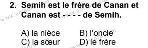 Fransızca 6 Dersi 2015 - 2016 Yılı 3. Dönem Sınav Soruları 2. Soru