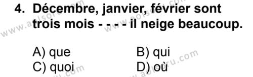 Fransızca 6 Dersi 2016-2017 Yılı 2. Dönem Sınavı 4. Soru