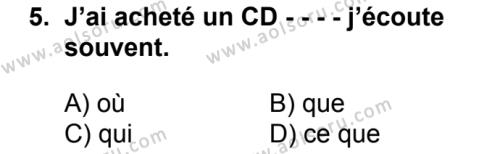 Fransızca 6 Dersi 2016-2017 Yılı 2. Dönem Sınavı 5. Soru