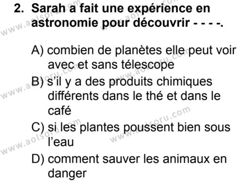 Fransızca 6 Dersi 2019 - 2020 Yılı 2. Dönem Sınav Soruları 2. Soru