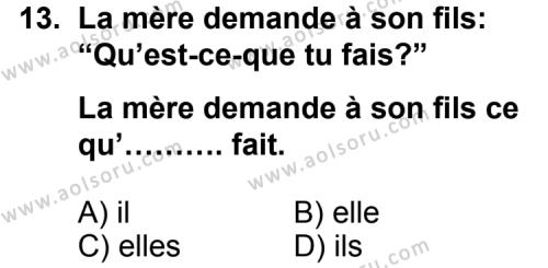 Fransızca 7 Dersi 2011-2012 Yılı 2. Dönem Sınavı 13. Soru