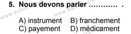 Fransızca 7 Dersi 2011-2012 Yılı 3. Dönem Sınavı 5. Soru