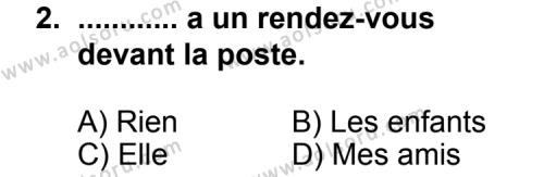 Fransızca 7 Dersi 2012 - 2013 Yılı 1. Dönem Sınav Soruları 2. Soru