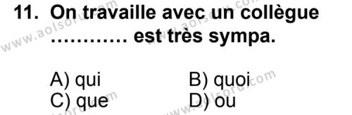 Fransızca 7 Dersi 2012-2013 Yılı 2. Dönem Sınavı 11. Soru