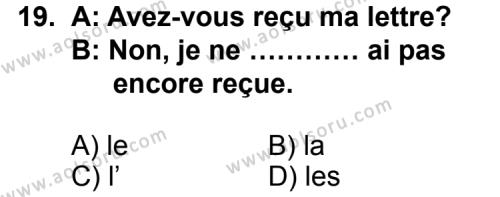 Fransızca 7 Dersi 2012-2013 Yılı 2. Dönem Sınavı 19. Soru