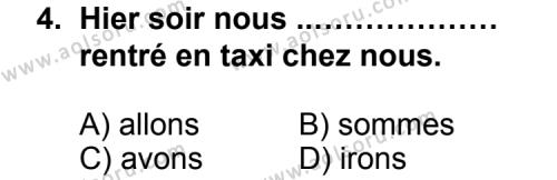 Fransızca 7 Dersi 2012 - 2013 Yılı 3. Dönem Sınav Soruları 4. Soru