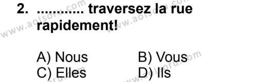 Fransızca 7 Dersi 2013 - 2014 Yılı 1. Dönem Sınav Soruları 2. Soru