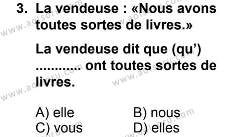Fransızca 7 Dersi 2013 - 2014 Yılı 2. Dönem Sınav Soruları 3. Soru