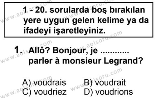 Fransızca 7 Dersi 2013-2014 Yılı 3. Dönem Sınavı 1. Soru