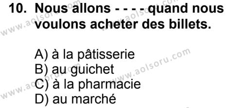 Fransızca 7 Dersi 2015-2016 Yılı 1. Dönem Sınavı 10. Soru