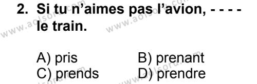 Fransızca 7 Dersi 2015-2016 Yılı 3. Dönem Sınavı 2. Soru