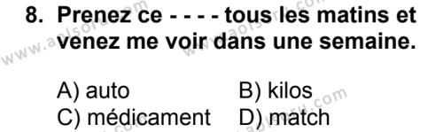 Fransızca 7 Dersi 2018-2019 Yılı 1. Dönem Sınavı 8. Soru