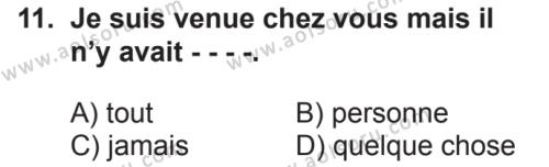 Fransızca 7 Dersi 2018-2019 Yılı 2. Dönem Sınavı 11. Soru