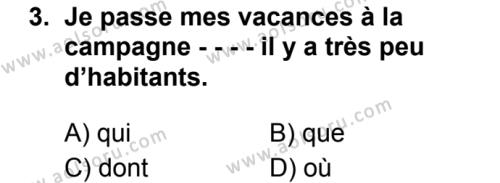 Fransızca 7 Dersi 2019 - 2020 Yılı 1. Dönem Sınav Soruları 3. Soru