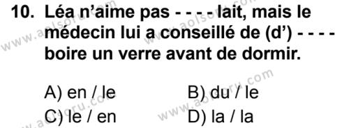Fransızca 7 Dersi 2019-2020 Yılı 1. Dönem Sınavı 10. Soru