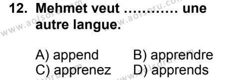 Fransızca 8 Dersi 2011-2012 Yılı 3. Dönem Sınavı 12. Soru