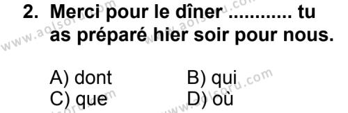 Fransızca 8 Dersi 2012 - 2013 Yılı 1. Dönem Sınav Soruları 2. Soru