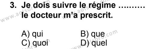 Fransızca 8 Dersi 2012 - 2013 Yılı 2. Dönem Sınav Soruları 3. Soru