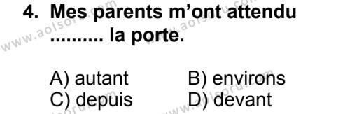 Fransızca 8 Dersi 2012 - 2013 Yılı Ek Sınav Soruları 4. Soru