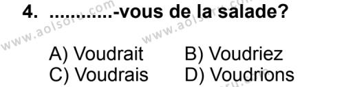 Fransızca 8 Dersi 2013 - 2014 Yılı 1. Dönem Sınav Soruları 4. Soru
