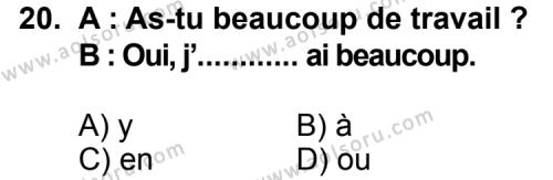 Fransızca 8 Dersi 2013-2014 Yılı 1. Dönem Sınavı 20. Soru
