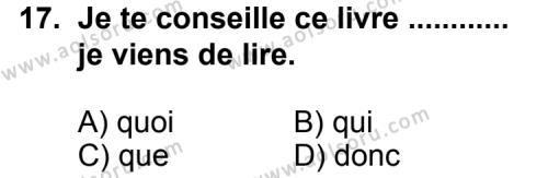 Fransızca 8 Dersi 2013-2014 Yılı 2. Dönem Sınavı 17. Soru