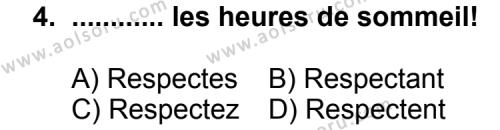 Fransızca 8 Dersi 2013 - 2014 Yılı 3. Dönem Sınav Soruları 4. Soru