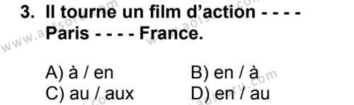 Fransızca 8 Dersi 2016 - 2017 Yılı 1. Dönem Sınav Soruları 3. Soru
