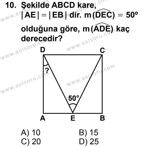 Geometri 1 Dersi 2011-2012 Yılı 1. Dönem Sınavı 10. Soru