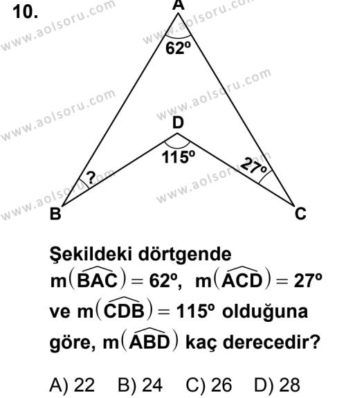 Geometri 1 Dersi 2011-2012 Yılı 2. Dönem Sınavı 10. Soru