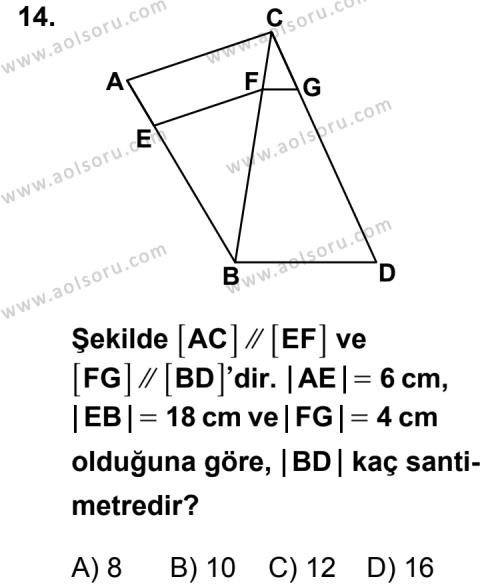 Geometri 1 Dersi 2011-2012 Yılı 2. Dönem Sınavı 14. Soru