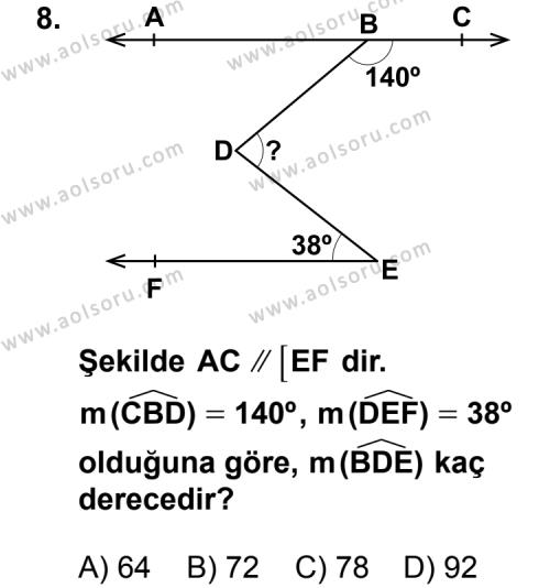 Geometri 1 Dersi 2011-2012 Yılı 3. Dönem Sınavı 8. Soru