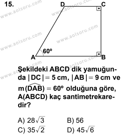 Geometri 1 Dersi 2011-2012 Yılı 3. Dönem Sınavı 15. Soru
