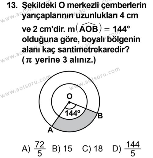 Geometri 2 Dersi 2011-2012 Yılı 1. Dönem Sınavı 13. Soru
