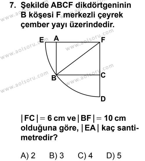 Geometri 2 Dersi 2011-2012 Yılı 2. Dönem Sınavı 7. Soru